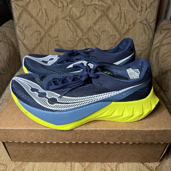 Saucony Endorphin Pro 4 Navy/Citron Men's 9 Running Jogging Shoes Blue New - Picture 1 of 8